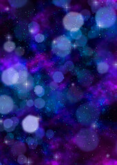 青紫のキラキラ光が輝く星空