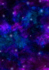 青紫のキラキラ反射して輝く星空