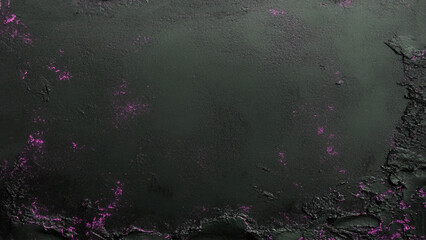 Black grunge cement wall with pink effect.