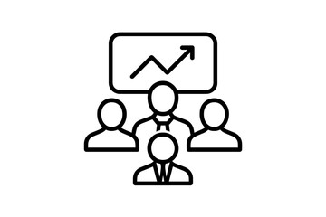 Business team presenting upward trending graph on screen