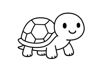 Obraz premium Happy cartoon turtle simple outline drawing for children