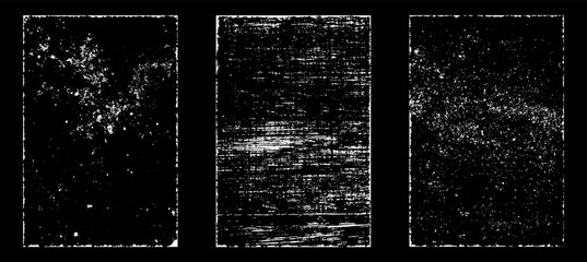 Grunge worn paper effect. Overlay texture stamps with old paper. Stamps distress grain surface dust and rough background concept. Illustration place over object to create grunge effect. Vector EPS10.
