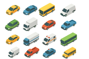 Isometric set of colorful ground transportation vehicles for city navigation © Andrei