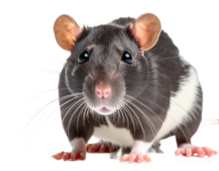 Rat portrait isolated on white background, transparent PNG