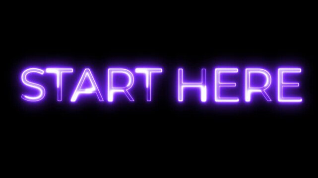 Start Here Neon Text Animation