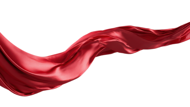 Elegant Flowing Red Silk Fabric Isolated on Black Background