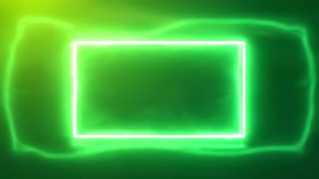 Green Screen abstract neon rectangle frame animation looping background 4k retro template soft color live concert wall gradient web element scene 1 with distortion, overlay, glitch, static noise, scan