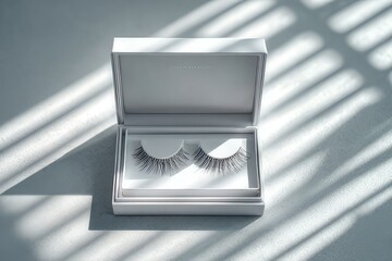 Elegant false eyelashes in white open box 