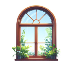 Modern window frame vector isolated on transparent background