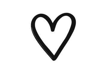 Clean doodle style stylized black heart outline shape for design projects