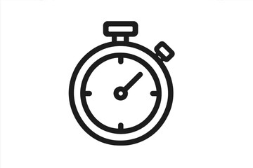 Simple black outline drawing of a classic mechanical stopwatch for measuring time and speed