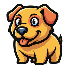 A cheerful cartoon puppy with a golden coat and blue nose sits against a stark black backdrop, perfect for illustrations and designs that need a touch of warmth