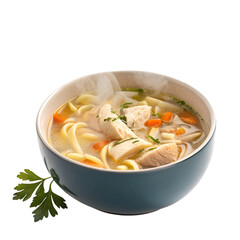 Chicken Noodle Soup in a bowl isolated on white background