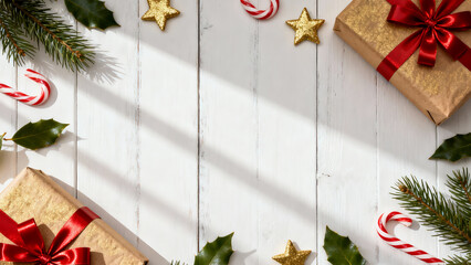 christmas decoration on wooden background