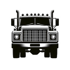 Pickup car front view silhouette isolated on transparent background