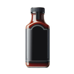 Premium sauce bottle with cap front view isolated on transparent background