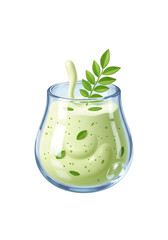 Refreshing Green Smoothie with Moringa Leaves in a Glass.