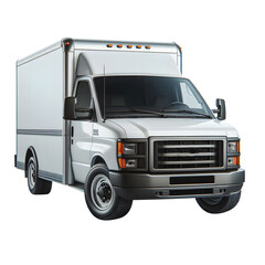 Realistic delivery pickup van front view isolated on transparent background