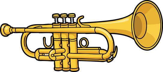 Golden trumpet musical instrument brass isolated on white