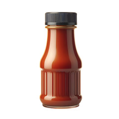 Realistic glass ketchup bottle isolated on transparent background