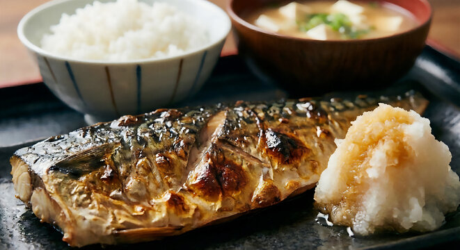 香ばしい鯖の塩焼き定食：日本の食卓を彩るヘルシー和食