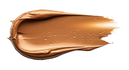 Bronze glossy cream smear thick lustrous texture over white background