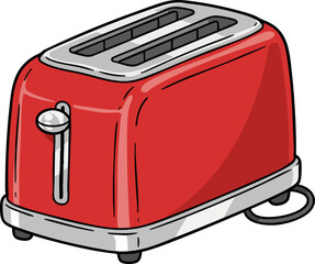 Retro red kitchen toaster for breakfast toast preparation