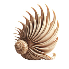 Realistic shell 3D design isolated on transparent background