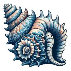 Realistic shell 3D illustration isolated on transparent background