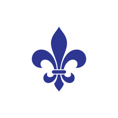Elegant Fleur de Lis Symbol in Bold Blue for French Heritage Designs and Sophisticated Branding Projects, a Classic Emblem of Royalty and Tradition