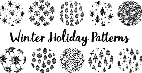 Intricate Geometric Star-Shaped Line Art Motifs in Elegant Black and White Decorative Pattern