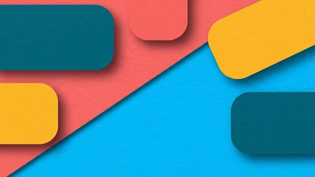 Colorful abstract background with overlapping rounded rectangle shapes and shadow