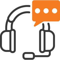 Headset with Microphone and Speech Bubble Icon Representing Communication and Support Services