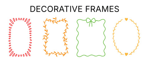 Hand-Drawn Decorative Frames in Pastel and Warm Tones