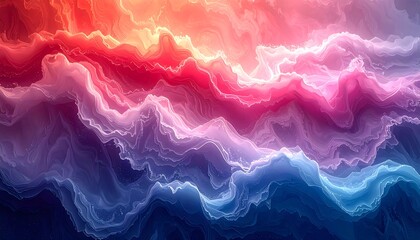 Abstract swirling colorful painting, resembling layers of smoke or clouds