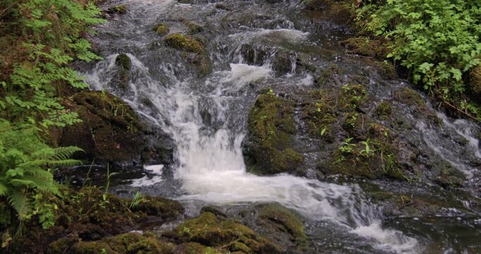 mid shot of a small waterfall on Dess burn