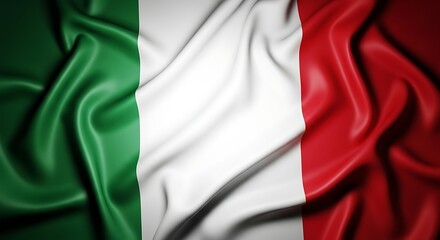 Obraz premium Waving Italian Flag with Green White and Red Vertical Stripes and Fabric Folds Italy national symbol