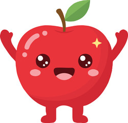 Cute Happy Apple Cartoon Fruit Character