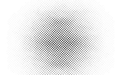 Abstract circular halftone dot pattern with a radial gradient effect, black and white pop art style texture on a Transparent Background, PNG
