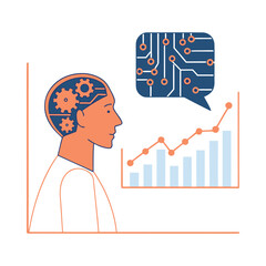 Artificial Intelligence Brain with Circuit Board and Data Analysis Chart Machine Learning Technology