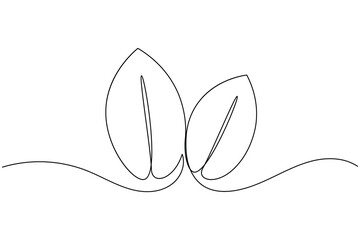 Leaf icon continuous one line drawing on white background minimalist simple shape vector illustration