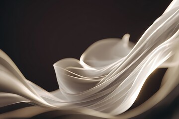 Elegant Cream-colored Abstract Fluid Artwork with Smooth Curves in Dark Background