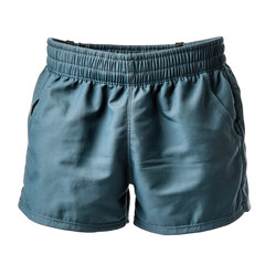 Sparkly Teal Athletic Shorts for Girls with Elastic Waistband and Pockets Isolated on White Background