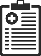 Medical clipboard with health cross symbol and written notes document icon