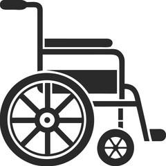 Simple black silhouette of a wheelchair representing mobility and accessibility for people with disabilities