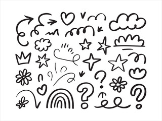 Hand Drawn Doodle Elements Set – Arrows, Stars, Hearts and Icons