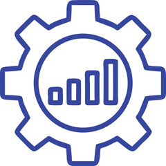 An icon depicts a gear symbol with a bar chart inside, blue outline.eps