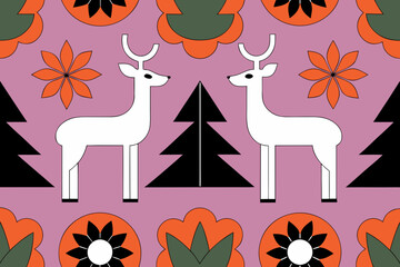 seamless pattern scandinavian christmas folk art