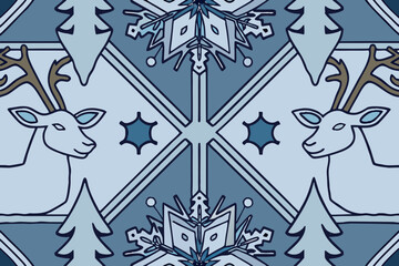 seamless pattern scandinavian christmas folk art