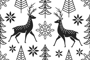 seamless pattern scandinavian christmas folk art